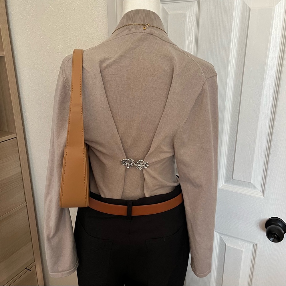 Pendleton Silk Blend Mock‎ Neck Sweater – Neutral Taupe, Size L 49% Silk - Picture 2 of 7